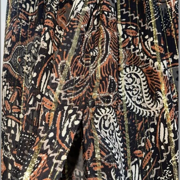 Zara New without tags, Paisley Boho Dress Gold Threading - Picture 7 of 8